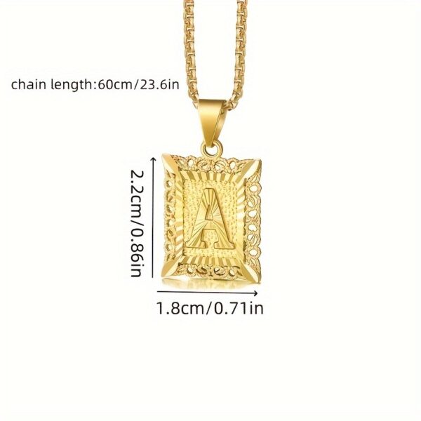 1pc Hip Hop Style Copper Pendant Necklace with Gold Plated Stainless Steel Chain, 26 Alphabet A-Z Options, Fashion High-End Charm Jewelry Gift