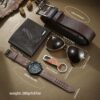 5pcs/set, Men's Fashion Casual Quartz Watch & Belt & Wallet & Glasses & Keychain