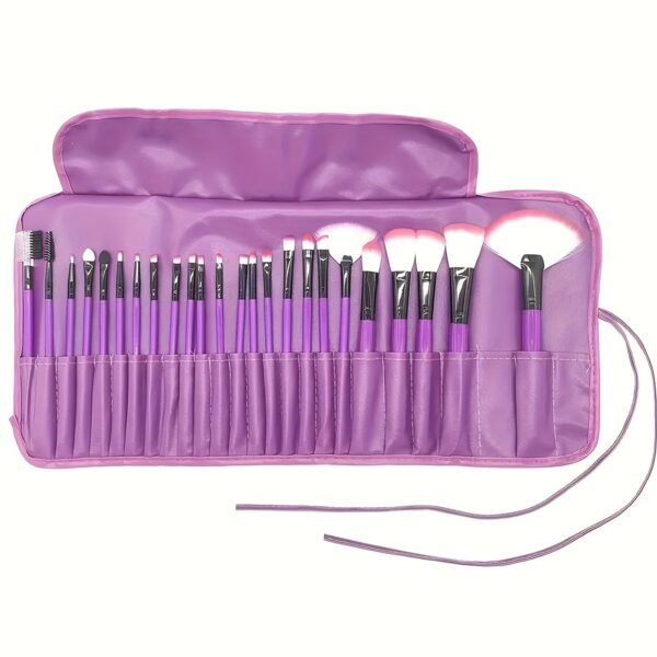 24pcs Professional Makeup Brush Set for Beginners - Oval Brushes with ABS Plastic Handles and Polyester Bristles, Unscented, Suitable for Normal Skin, Includes Foundation, Blush, Eye Shadow, Concealer Brushes with Soft Bristles and Durable Holder