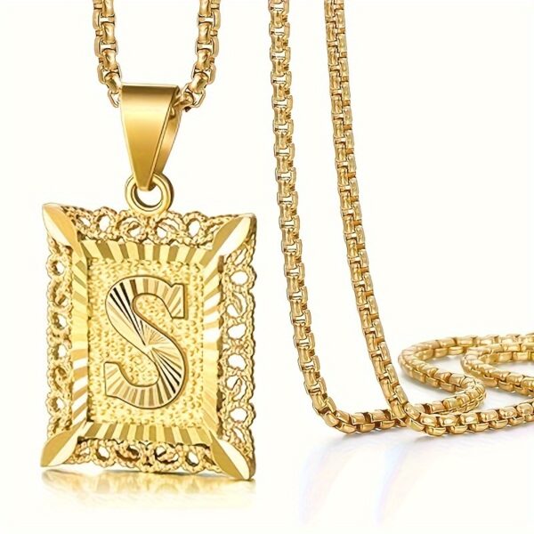 1pc Hip Hop Style Copper Pendant Necklace with Gold Plated Stainless Steel Chain, 26 Alphabet A-Z Options, Fashion High-End Charm Jewelry Gift