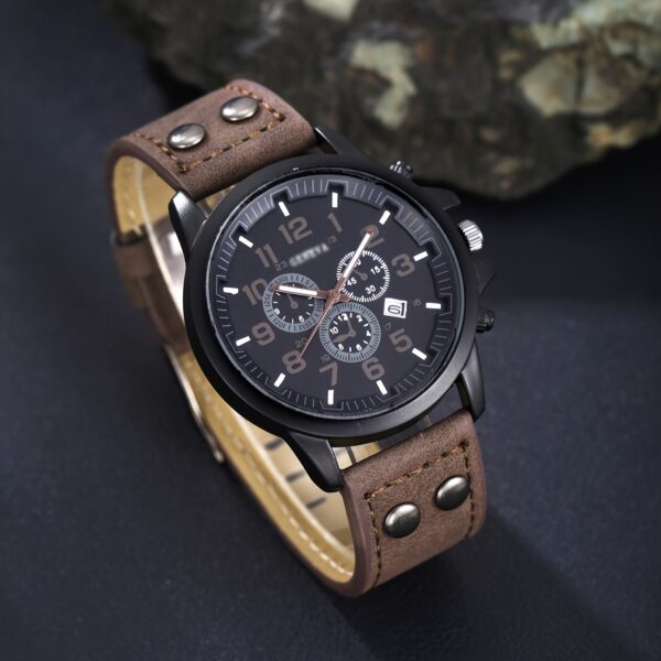 5pcs/set, Men's Fashion Casual Quartz Watch & Belt & Wallet & Glasses & Keychain