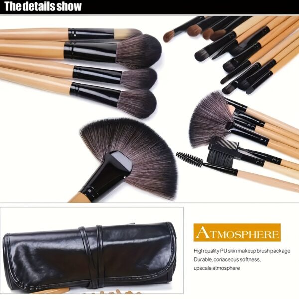 24pcs Professional Makeup Brush Set for Beginners - Oval Brushes with ABS Plastic Handles and Polyester Bristles, Unscented, Suitable for Normal Skin, Includes Foundation, Blush, Eye Shadow, Concealer Brushes with Soft Bristles and Durable Holder