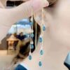Elegant Colorful Droplet Rhinestone Dangle Earrings, Luxury Alloy Jewelry, Trendy Decor For Women, Choose Your Color