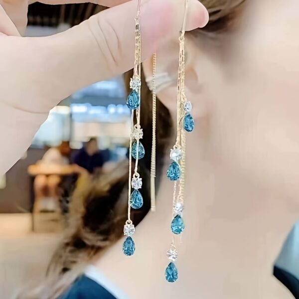 Elegant Colorful Droplet Rhinestone Dangle Earrings, Luxury Alloy Jewelry, Trendy Decor For Women, Choose Your Color