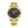 3pcs/set, Men's Stainless Steel Casual Trend Disc Calendar Quartz Watch And Lion Head Necklace Bracelet Set